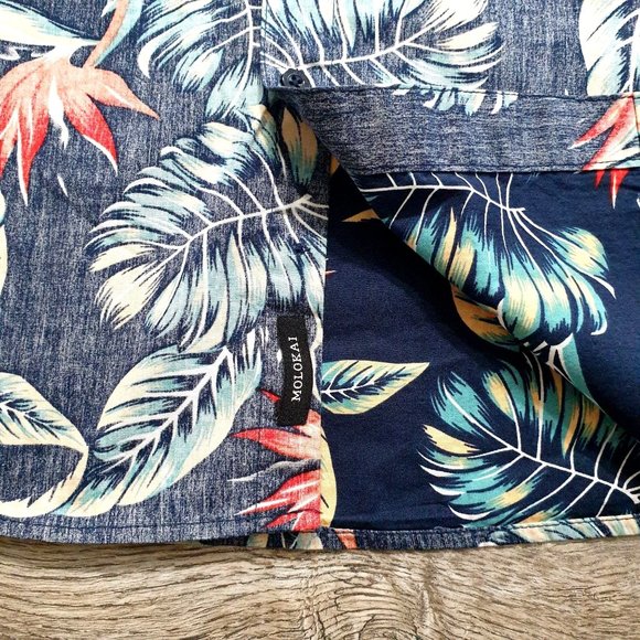 Molokai Surf Co Mens Short Sleeve Shirt Hawaiian Resort Paradise Floral - Picture 3 of 10
